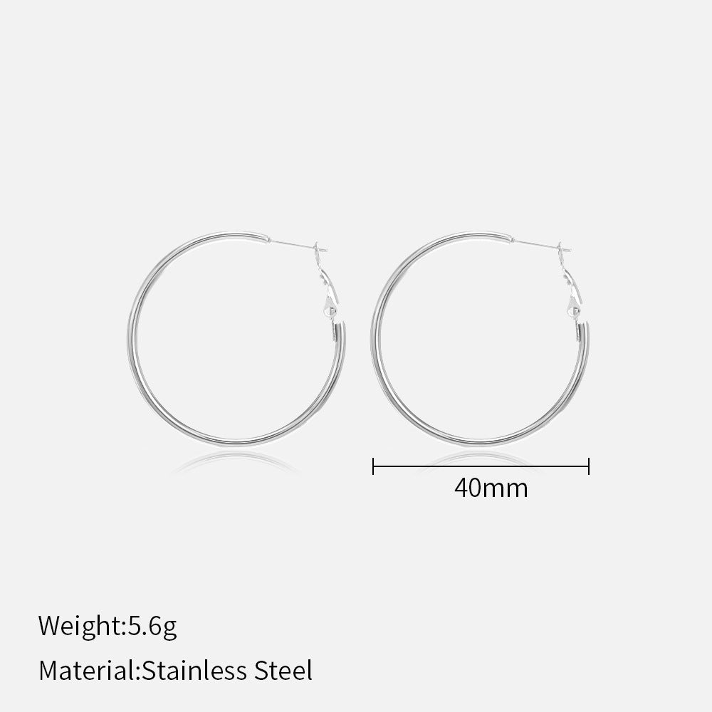 Wholesale  Popular 30/40/50/60mm Stainless Steel Round Earrings