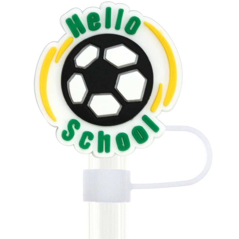 Wholesale Random 100pcs Back To School 10mm PVC Soft Glue Straw Tube Cap ACC-SCR-RYY095