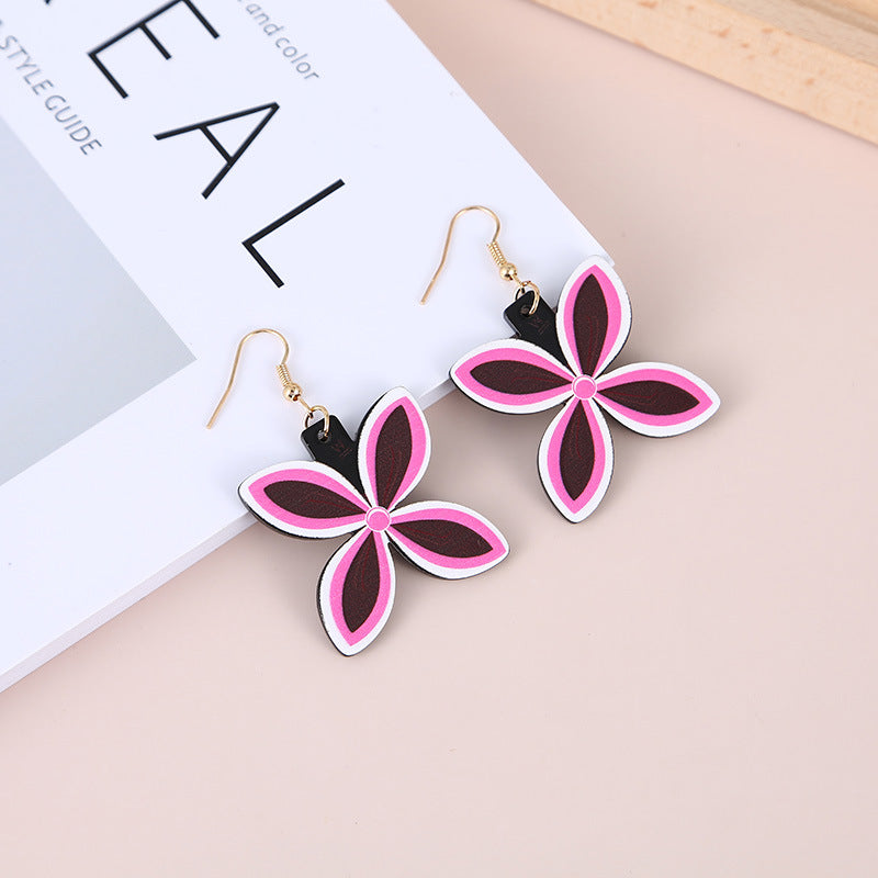 Wholesale Four Leaf Flower Acrylic Earrings ACC-ES-YanChen006