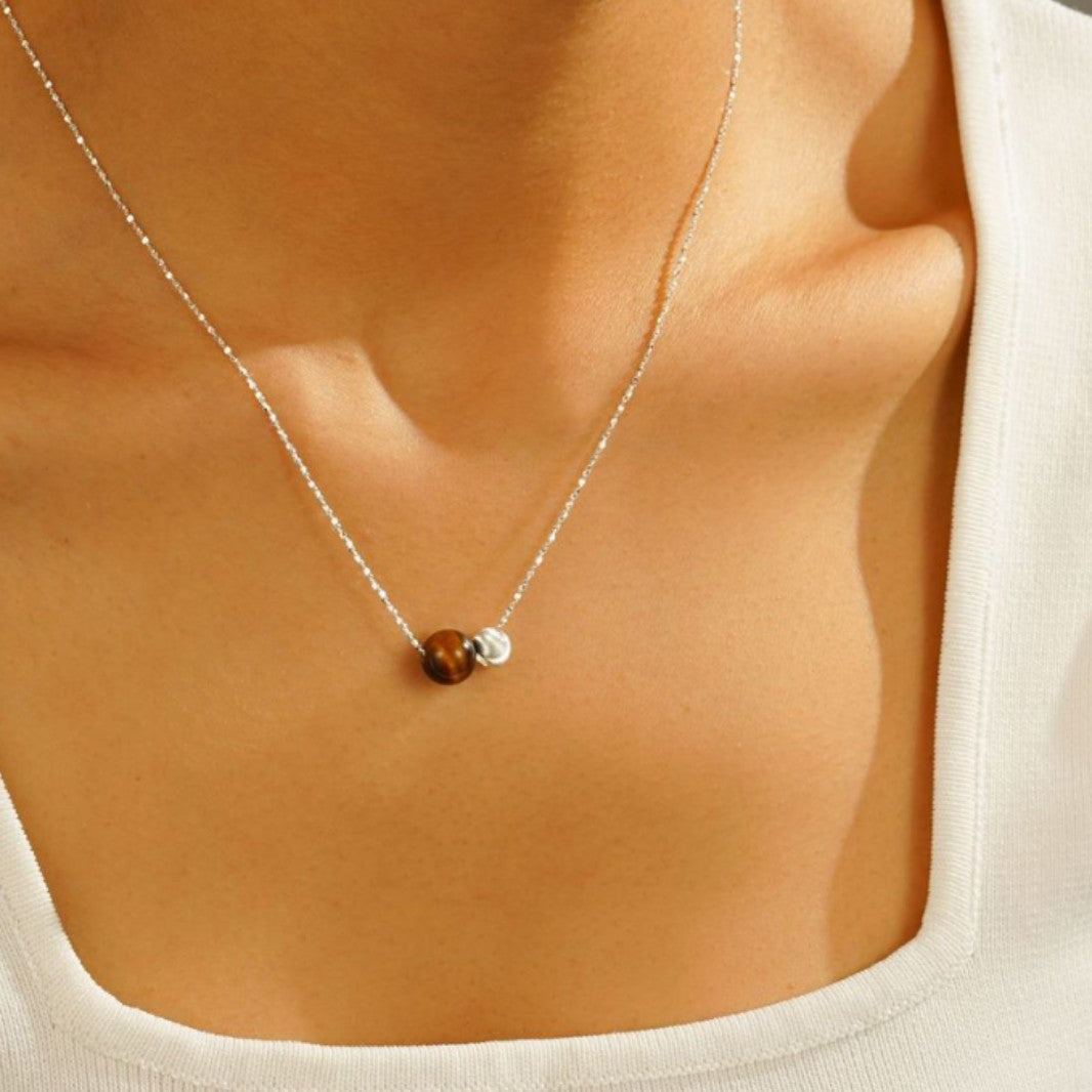 Wholesale 925 Silver Brushed Opal Pendant Necklace