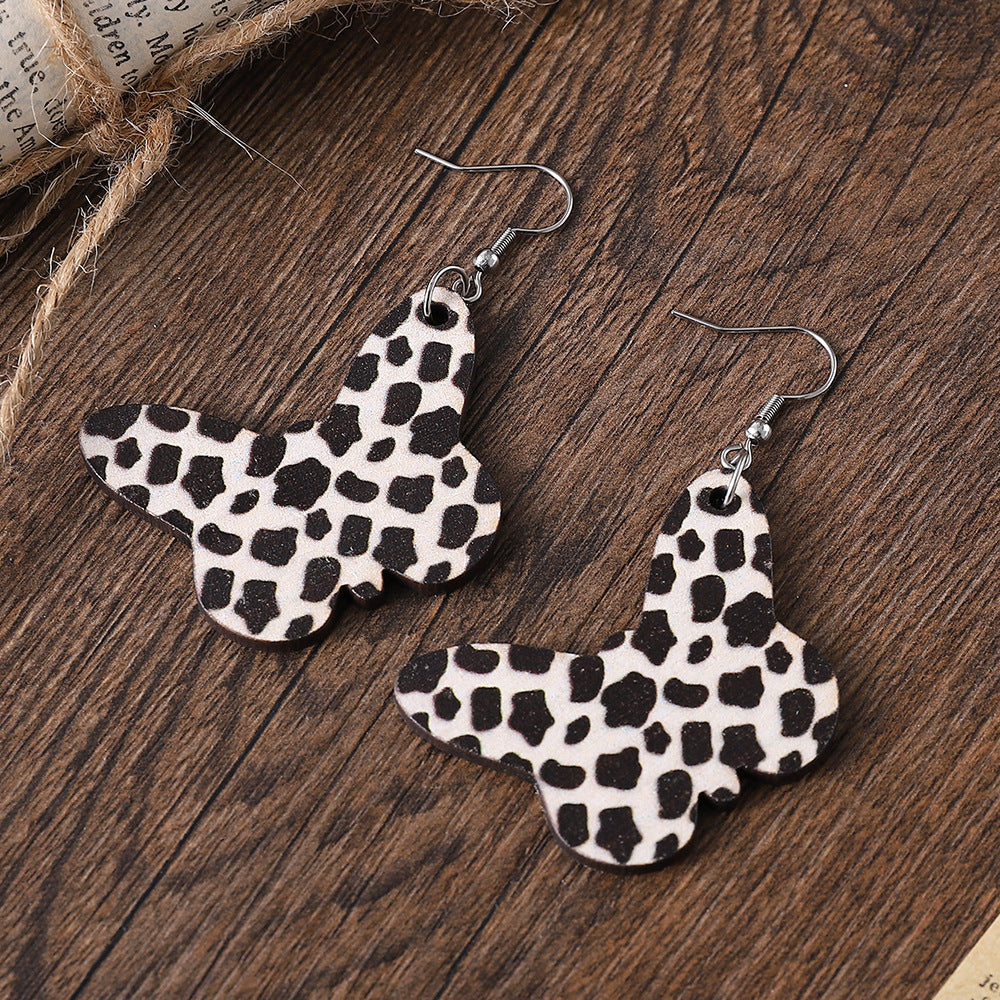 Wholesale  Western Style Dairy Butterfly Wood Earrings