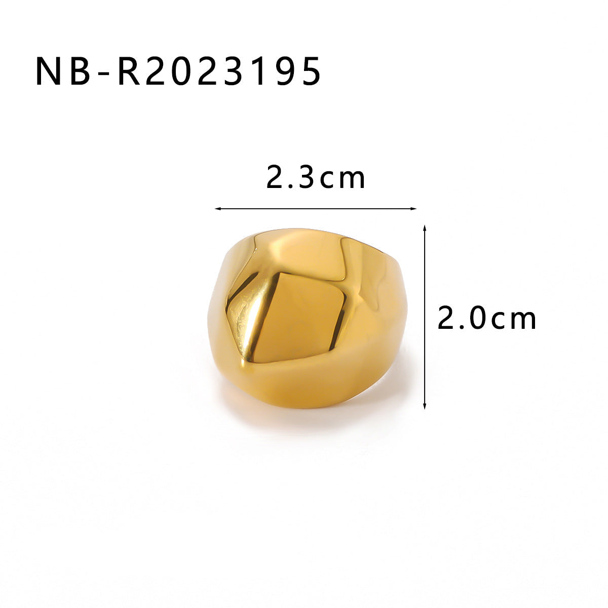 Wholesale Hammered Geometric Titanium Steel 18K Gold Plated Ring