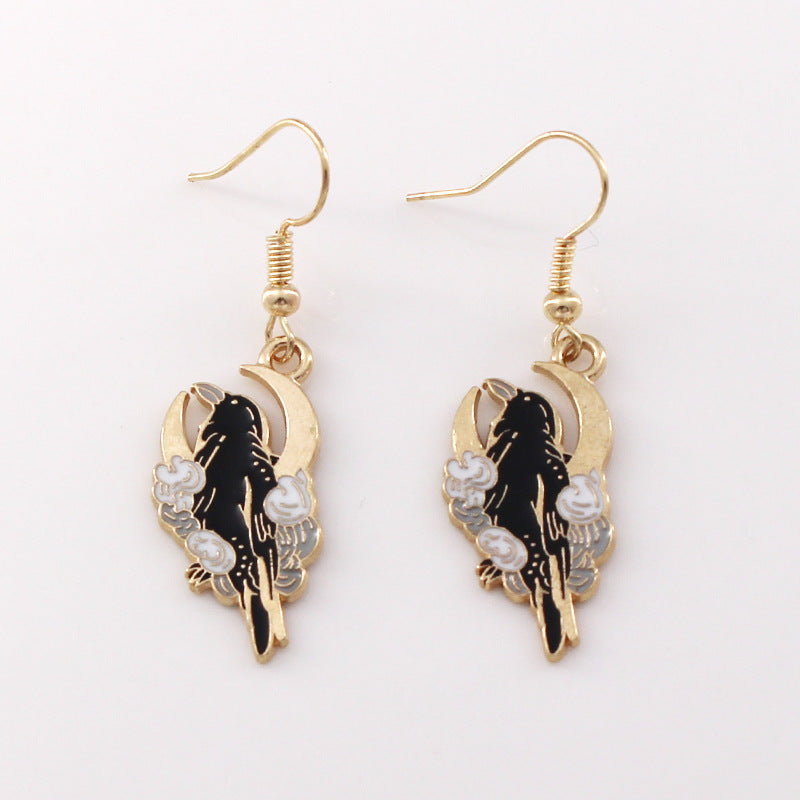 Wholesale Halloween Crow Bat Snake Alloy Oil Drop Earrings ACC-ES-Liyao006
