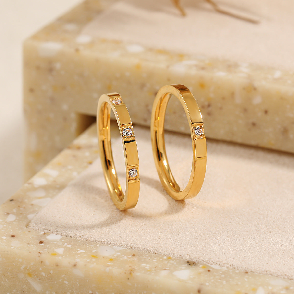 Wholesale  titanium steel 2mm one stone ring