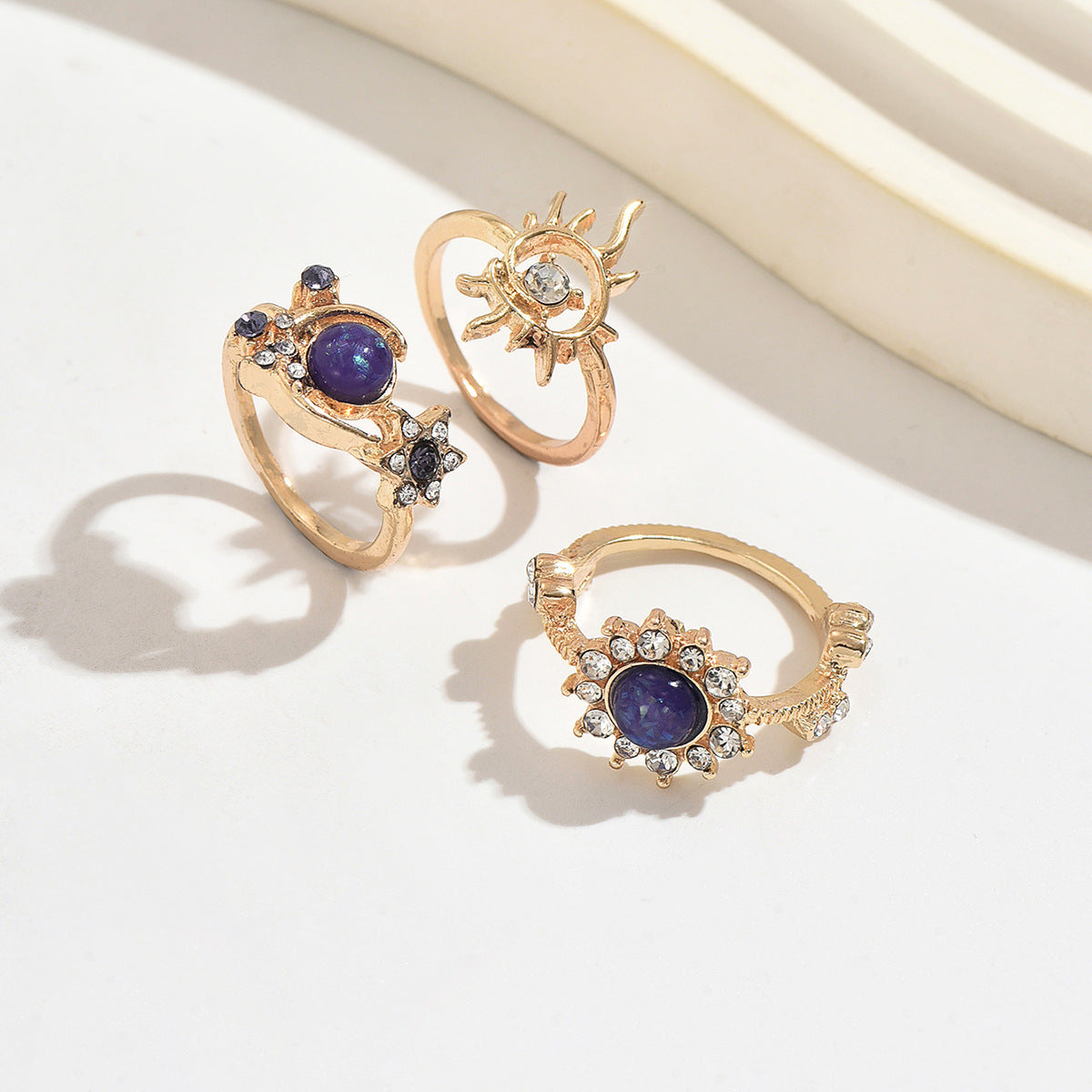 Wholesale Purple Sun Moon Knuckle Ring Set Trendy Fashion Jewelry Accessory Gift