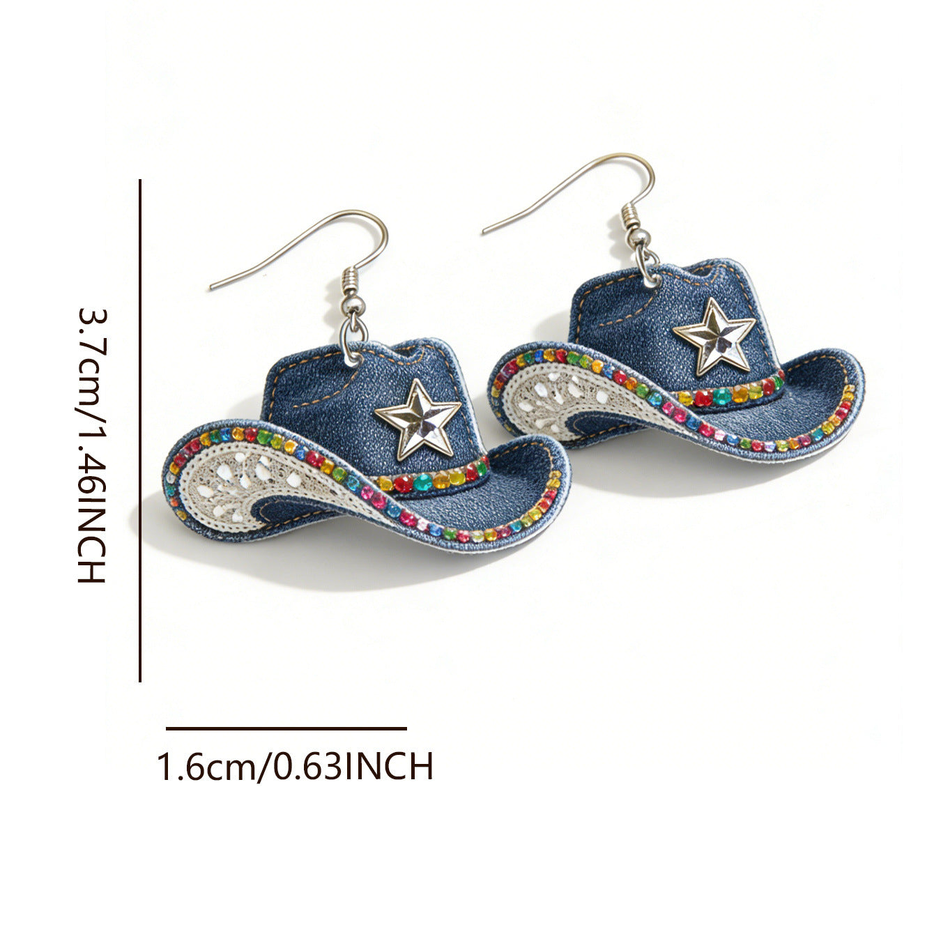 Wholesale Stylish Western Cowboy Star Acrylic Earrings Blue Fashion Jewelry Accessory