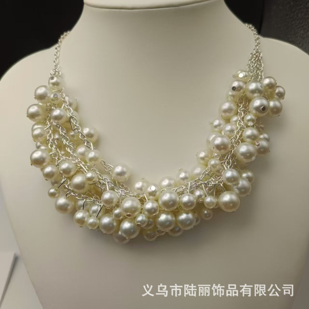 Wholesale multi-layer man-made pearl pendant  necklace