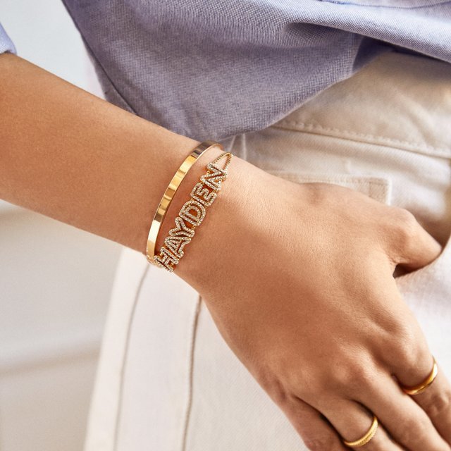 Wholesale  26 English letters inlaid zircon delicate gold DIY bracelet