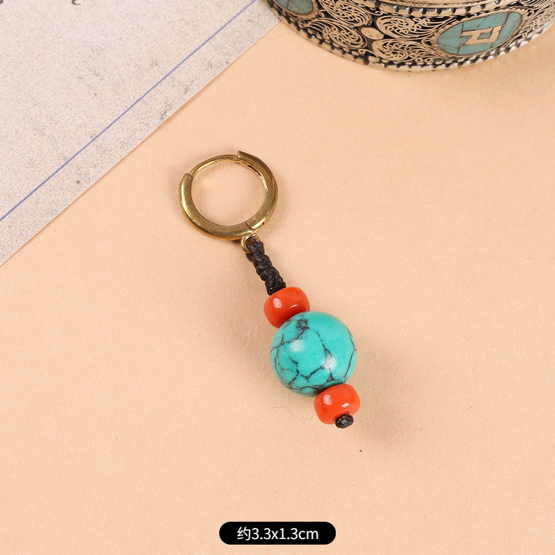 Wholesale Woven Turquoise Ethnic Style Earrings Handmade Vintage Jewelry Accessory Gift