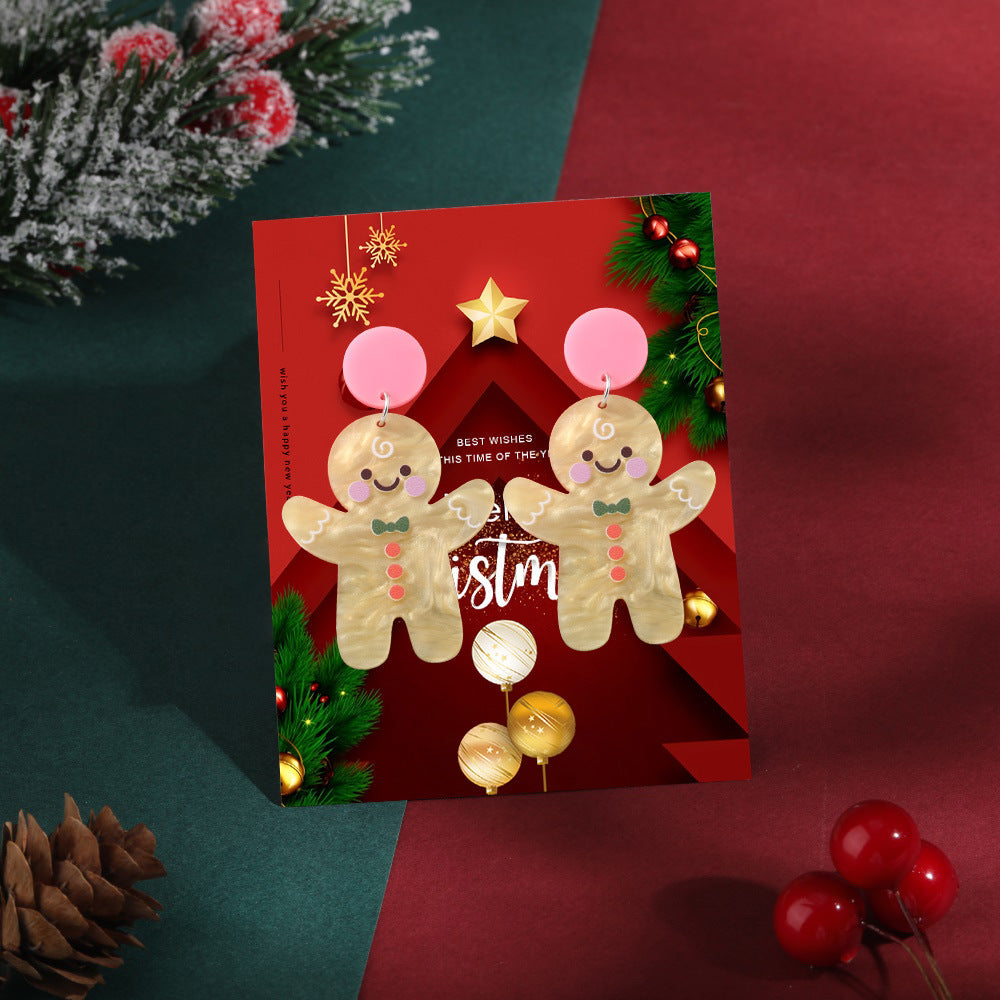 Wholesale acrylic earrings  personality Christmas Santa Claus earrings