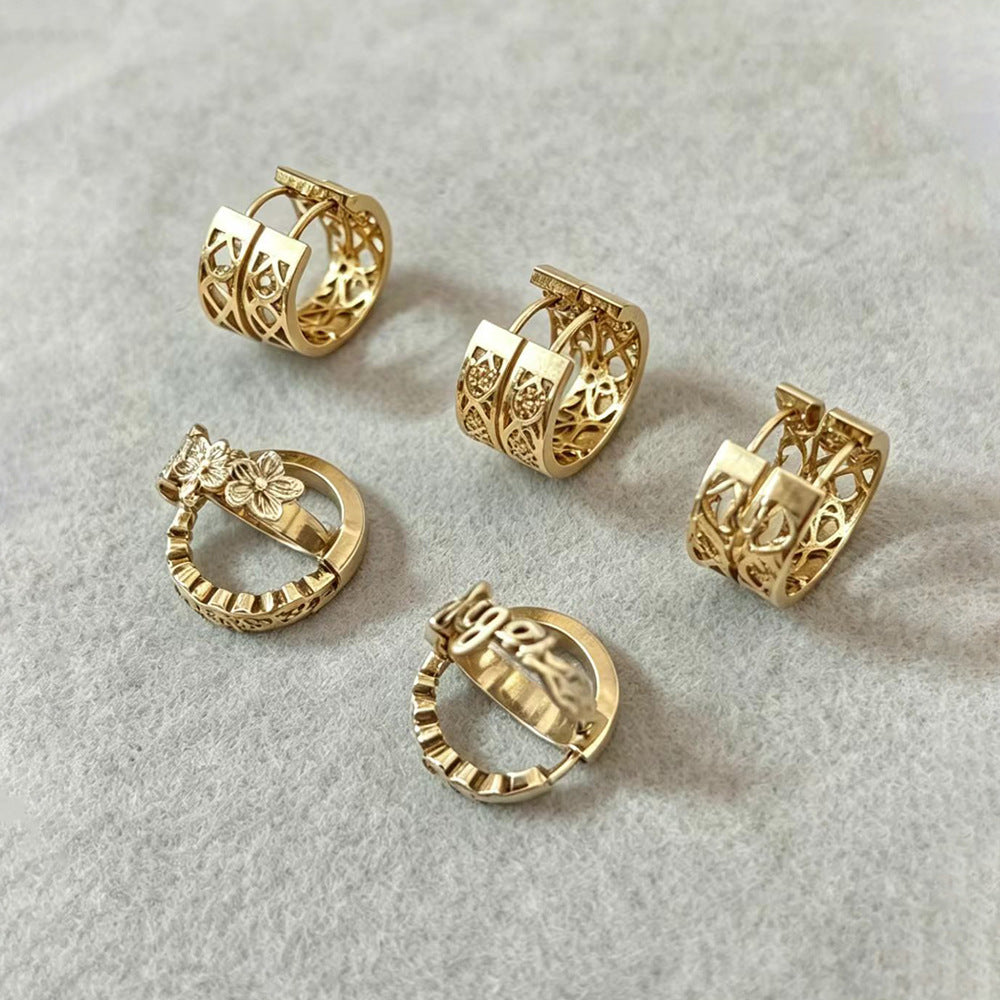 Wholesale Stainless Steel Geometric Open Ear Cuff - Hollow Design Earring Fashion Accessory for Party Boutique Resale