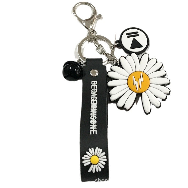 Wholesale Small Daisy Keychain Creative Sunflower Bag Hanging Silicone Lanyard Keychain ACC-KC-YCY002