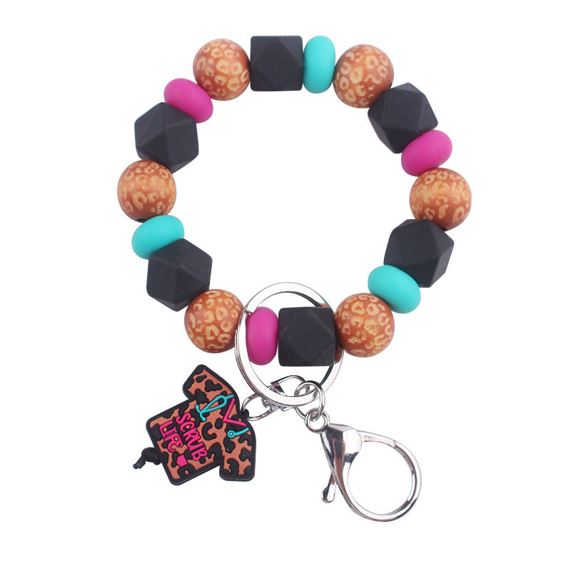 Wholesale Cartoon Nurse Uniform Silicone Beaded Wrist Keychain ACC-KC-GuangTian059