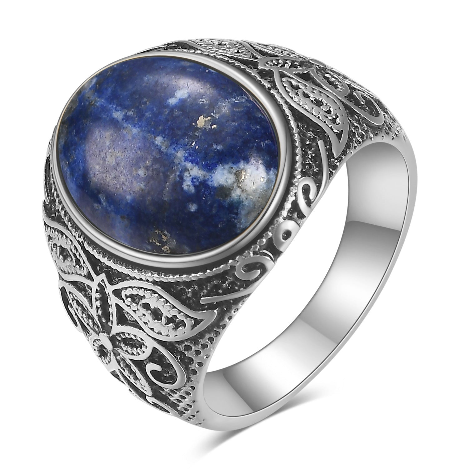 Wholesale titanium steel  retro artificial cat's eye stone  ring