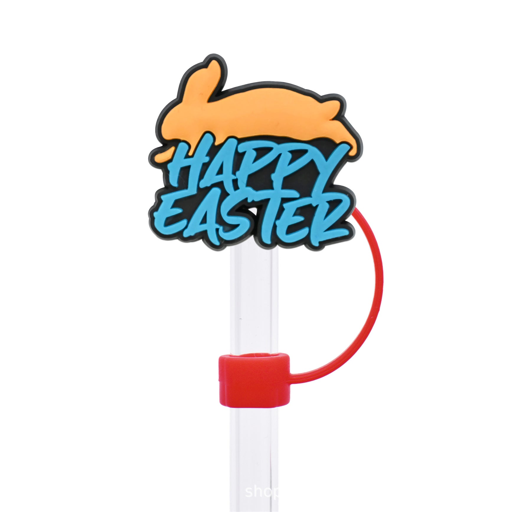 Wholesale Random 50pcs Easter Cute Bunny 10mm PVC Soft Straw Tube Cap