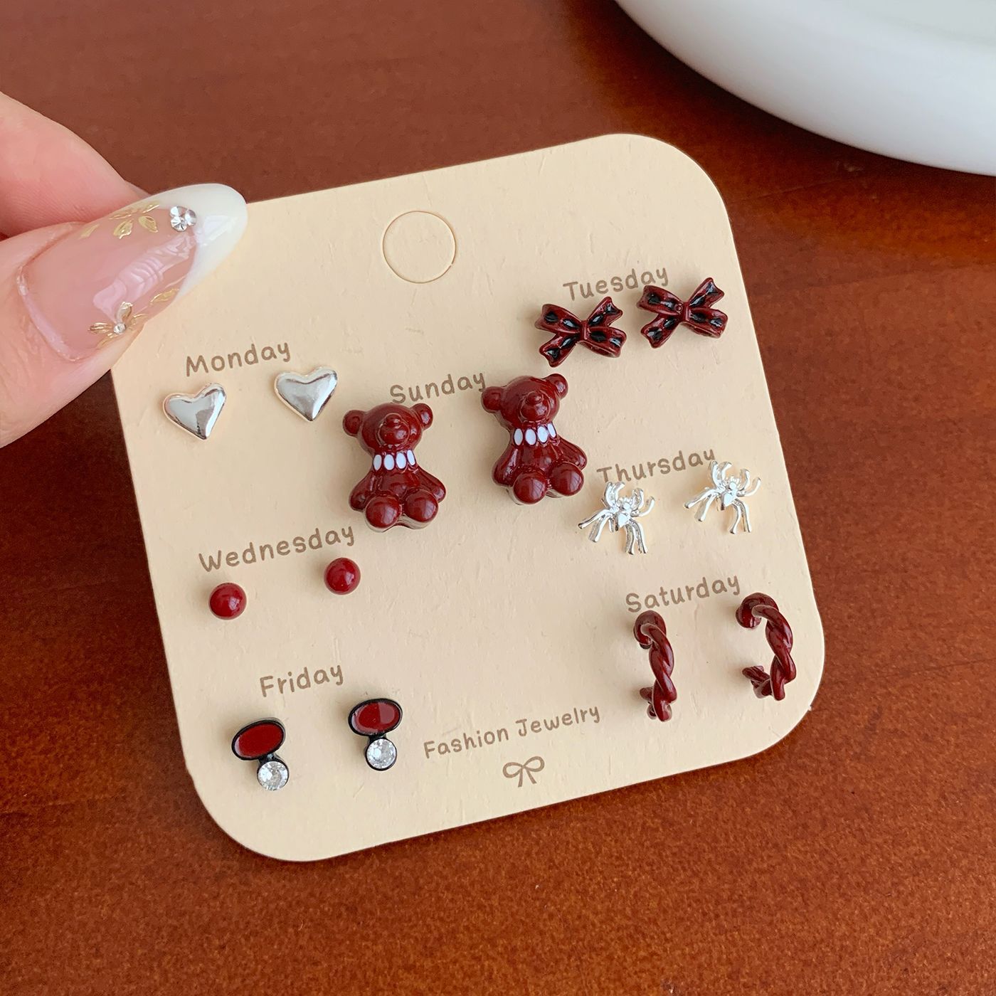 Wholesale Ankora Red Bow Earring Set