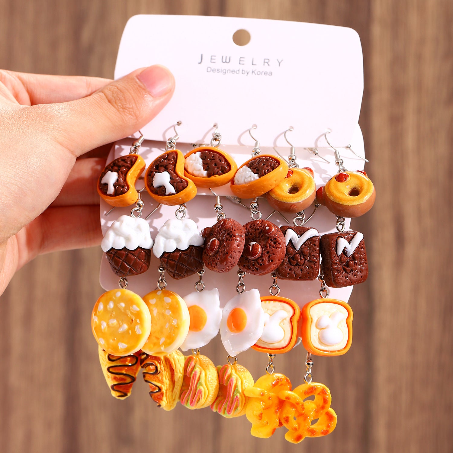 Wholesale Funny Donut Earrings Set For Women White Plastic Resin Party Gift Boutique Resale