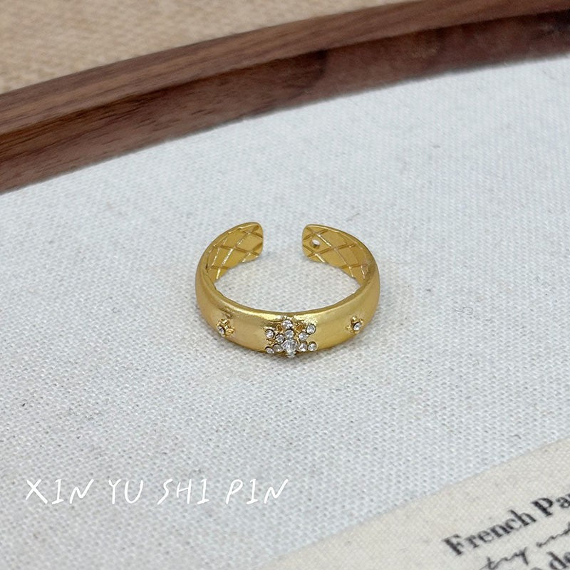 Wholesale Vintage Chic Stacked Row Ring For Women Copper Electroplated Everyday Wear Jewelry