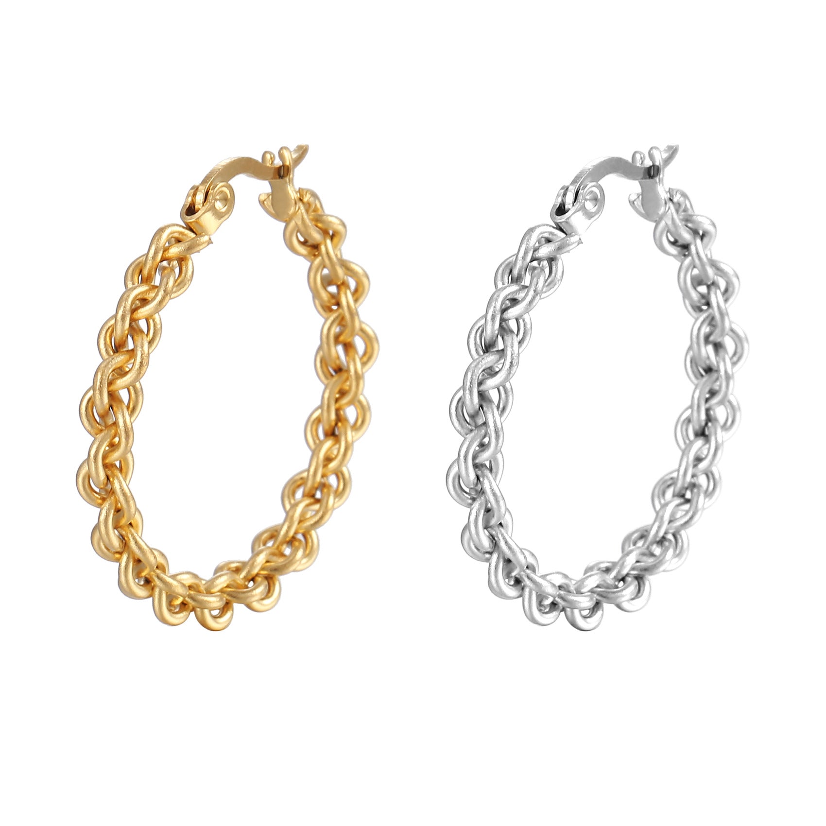 Wholesale round multi-strand twisted  18K earrings retro simple stainless steel round earrings