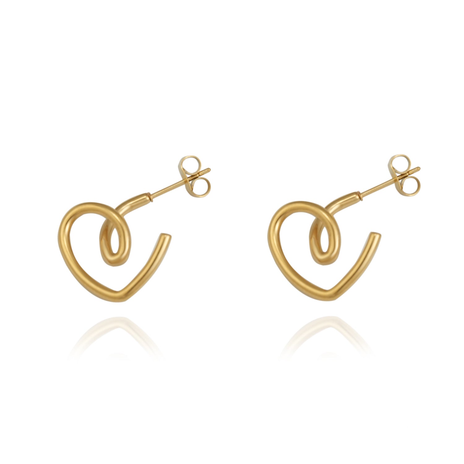 Wholesale Heart-shaped Earrings Style 18K Gold Stainless Steel Love Earrings