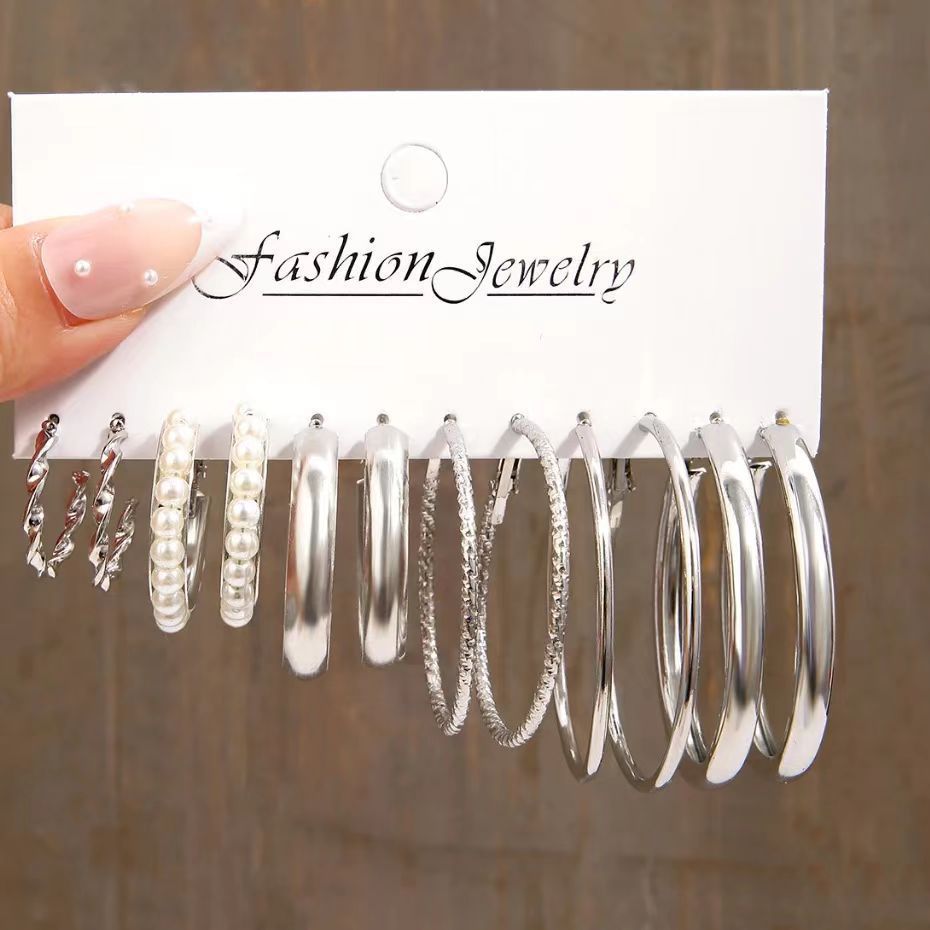 Wholesale Alloy Geometric Square Earrings Set Ins Style Fashion Jewelry Accessory