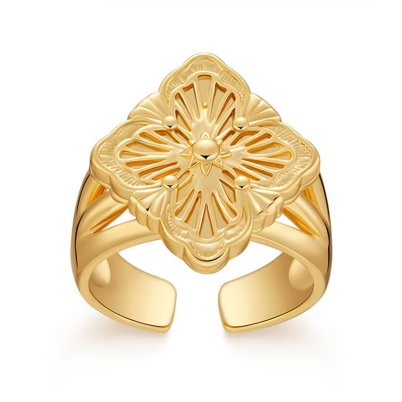 Wholesale Geometric Irregular Diamond Design Carved Classical Style Elegant Ring