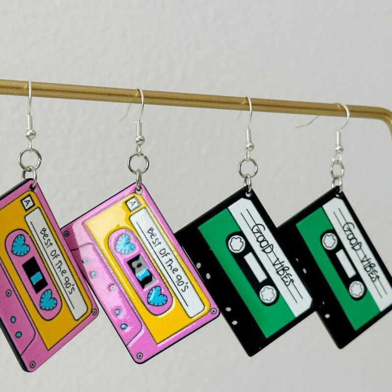Wholesale Vintage Tape Acrylic Flat Earrings