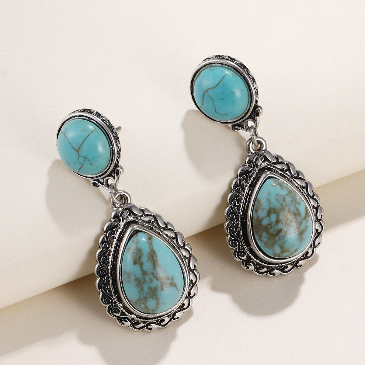 Wholesale  retro Bohemian ethnic style turquoise earrings
