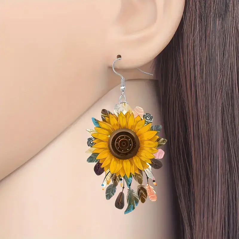 Wholesale  Promising Sunflower Acrylic Earrings