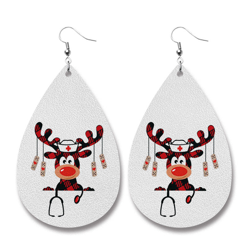 Wholesale 2 Pairs/Pack Christmas PU Leather Earrings ACC-ES-HY173