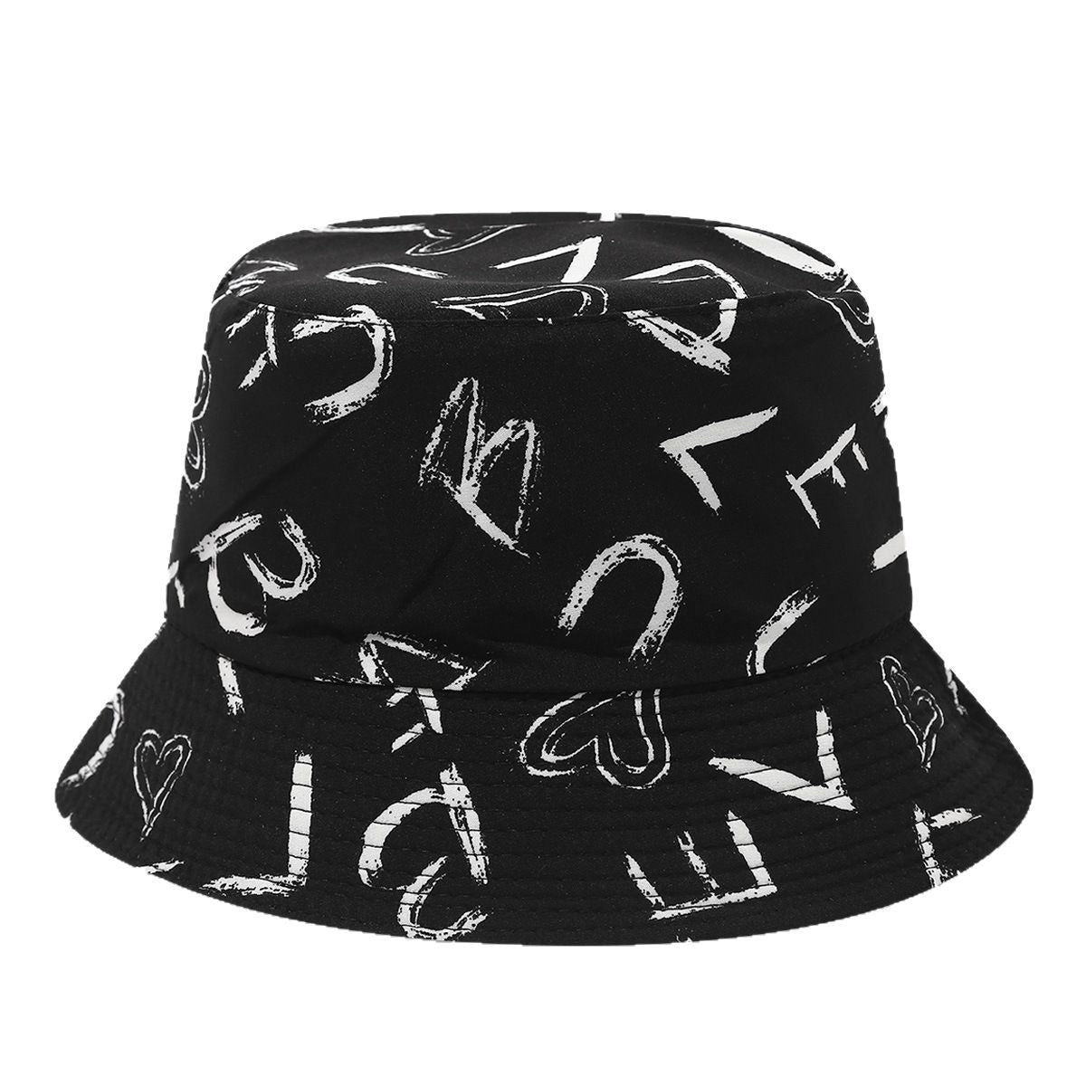 Wholesale  Graffiti Letter Double-sided Fisherman Hat Bucket Hat