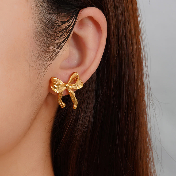 Wholesale Stainless steel bow earrings