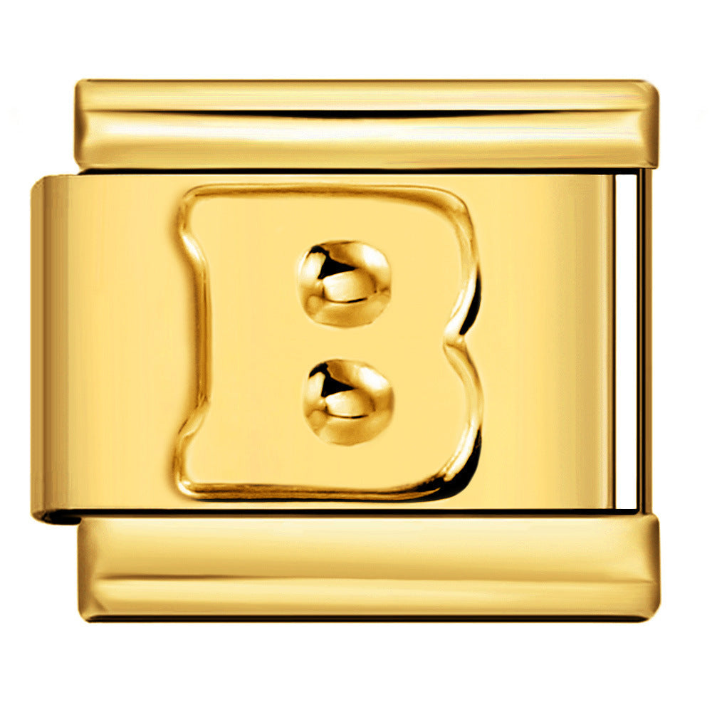 Wholesale Gold Plated Stainless Steel Concave Letter Modular Bracelet - DIY Jewelry Accessory for Boutique Resale