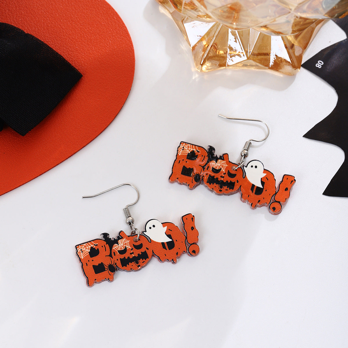 Wholesale Cartoon Horror Bat Acrylic Halloween Earrings ACC-ES-MDD040