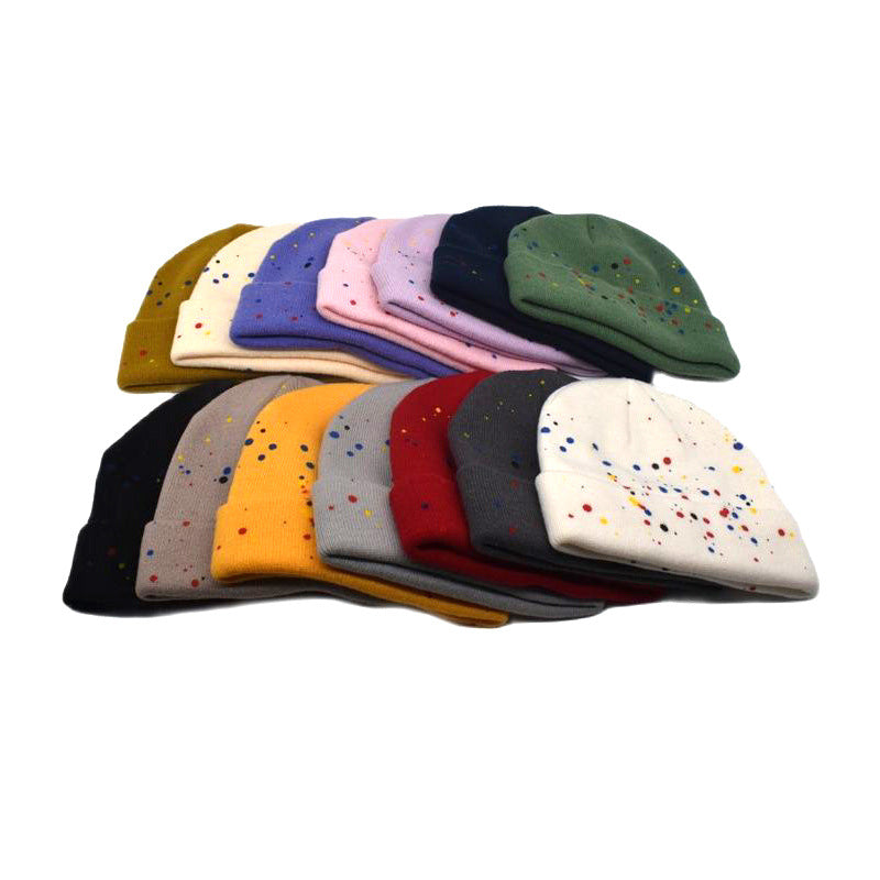 Wholesale  colorful polka dot graffiti knitted hat