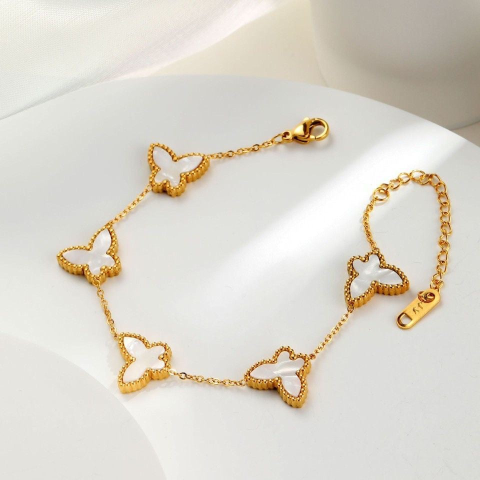 Wholesale Titanium Steel Butterfly Mother-of-pearl Bracelet ACC-BT-QianHui003