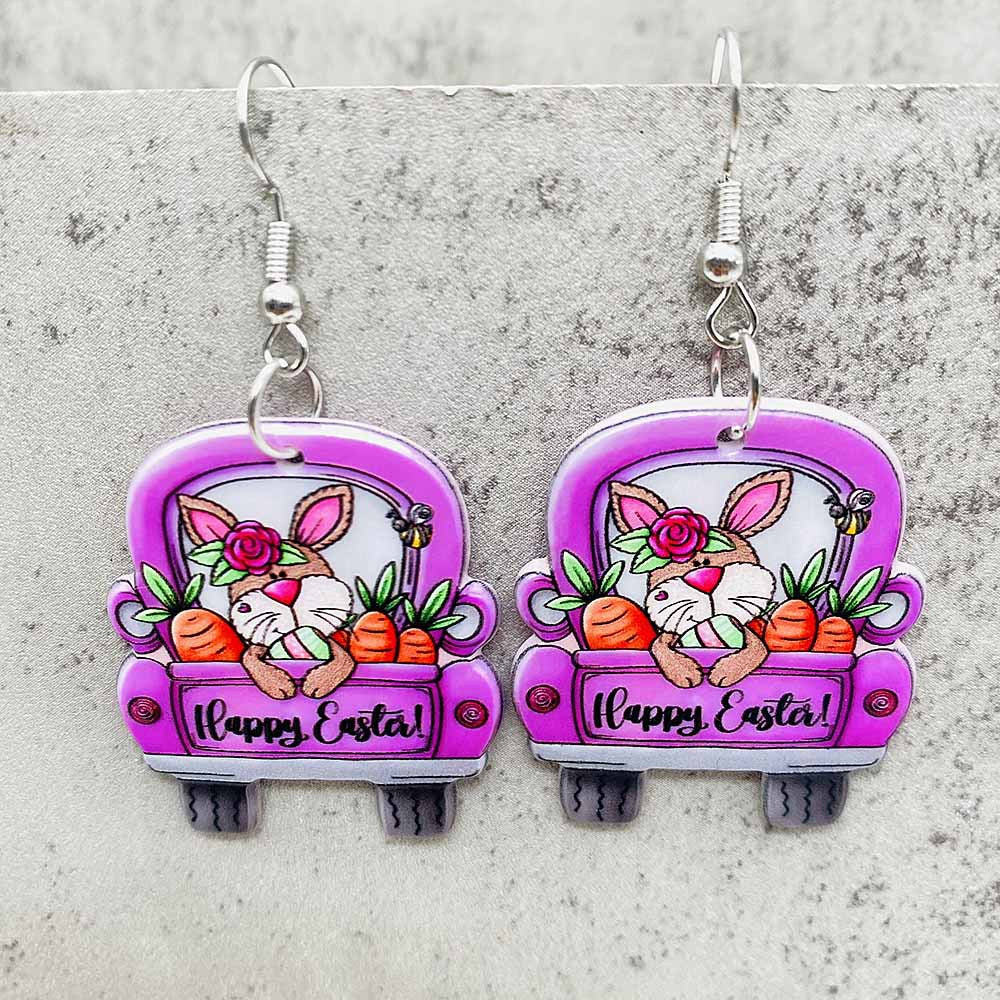 Wholesale  Easter leopard print rabbit carrot acrylic earrings