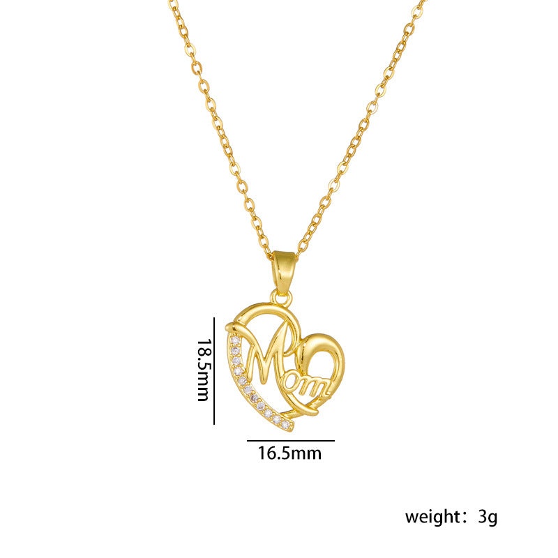 Wholesale Mother's Day Necklace Love Pendant Clavicle Chain Heart Necklace Choker Necklace ACC-NE-Rongc012