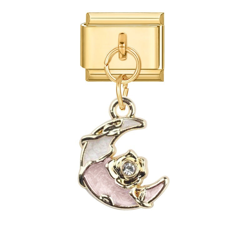 Wholesale Italian Charm Bracelet 9mm DIY Splicing Gold Pendant Stainless Steel Composable Bracelet