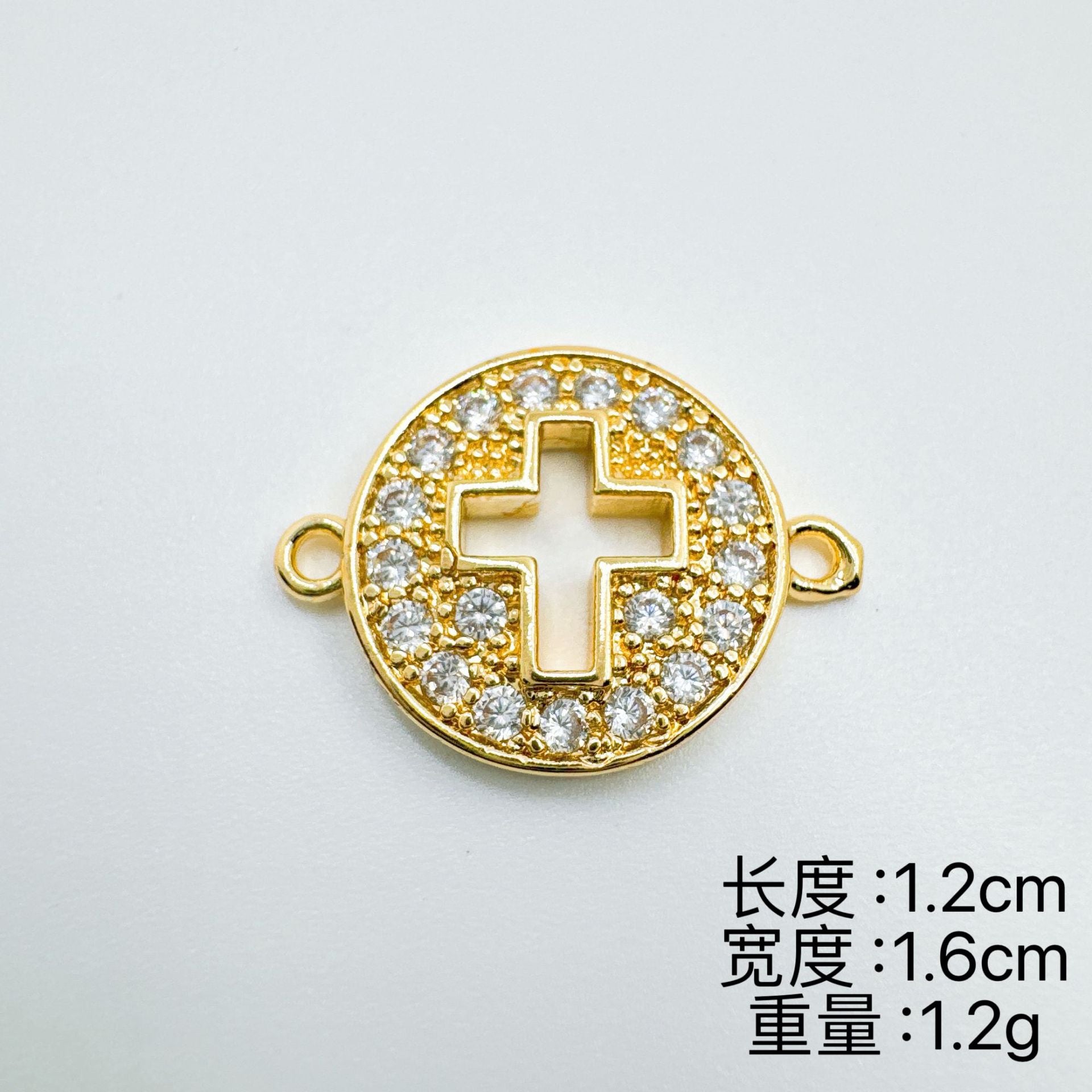 Wholesale 18K Gold Plated Copper Cross Charm Bracelet with Micro Zircon Trendy DIY Jewelry Accessory