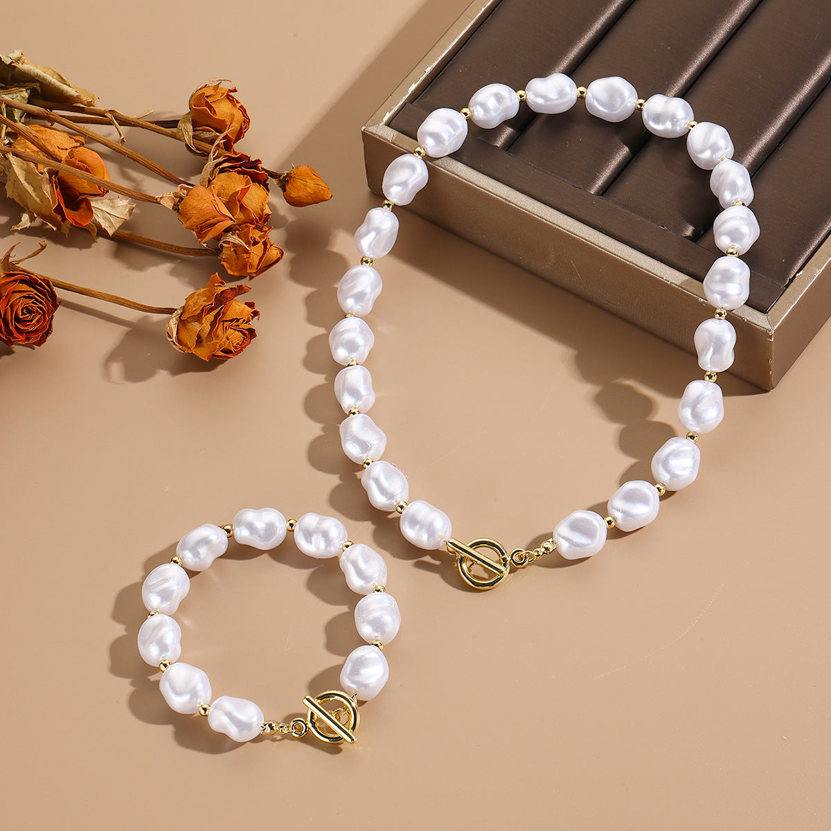 Wholesale  Pearl  Starfish Shell Pearl Necklace Bracelet suit