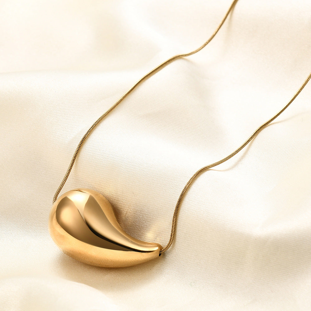 Wholesale Hollow Water Drop Comma Titanium Steel Necklace ACC-NE-ZhongJi003