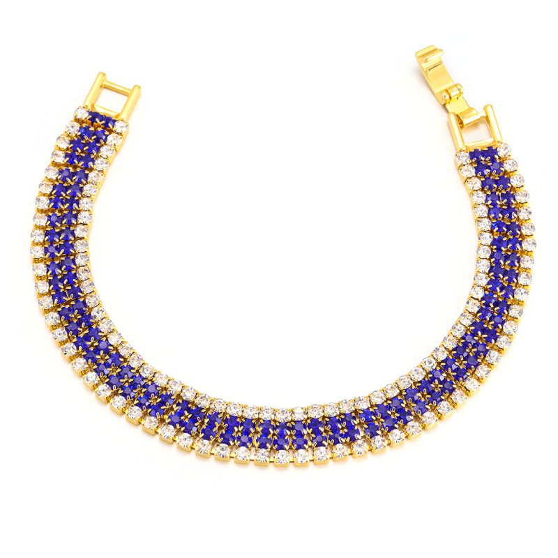 Wholesale Roman Crystal Bracelet Gold Full Diamond Claw Chain ACC-BT-LR007