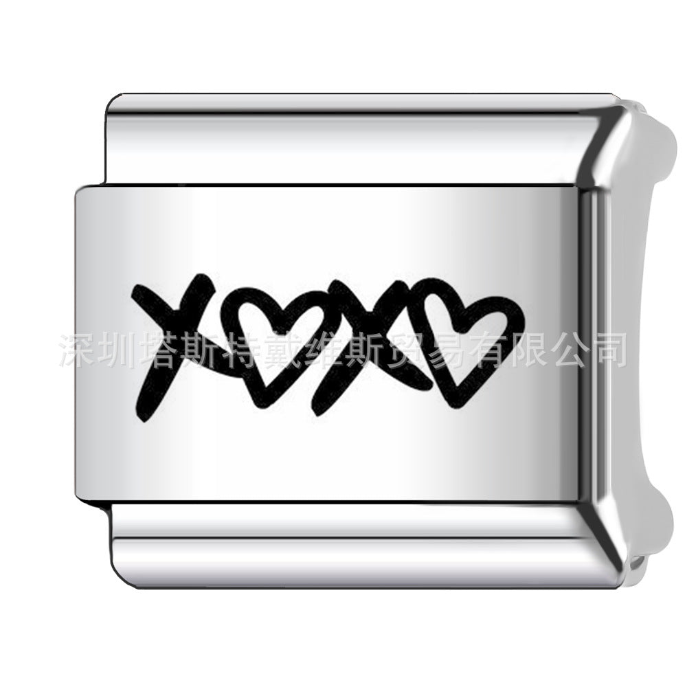 Wholesale 9mm Italian Charm Starter Bracelets DIY square Single Section Creative Stainless Steel Composable Bracelet