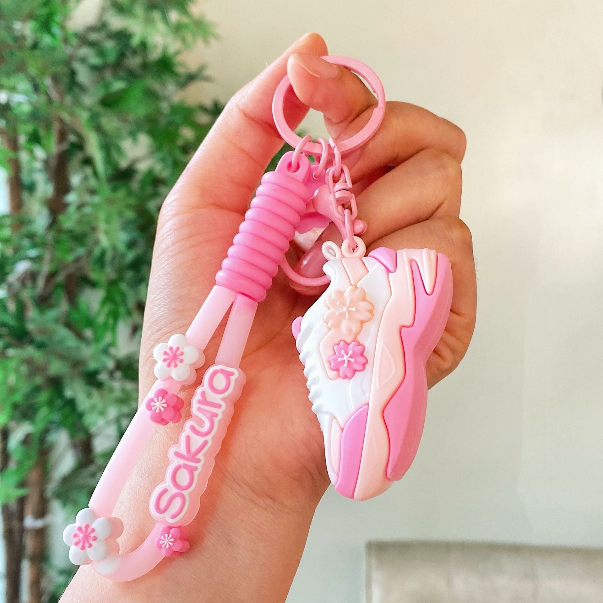 Wholesale Cartoon Cherry Blossom Rabbit Running Shoes Silicone Keychains Creative Keychain ACC-KC-SJ006