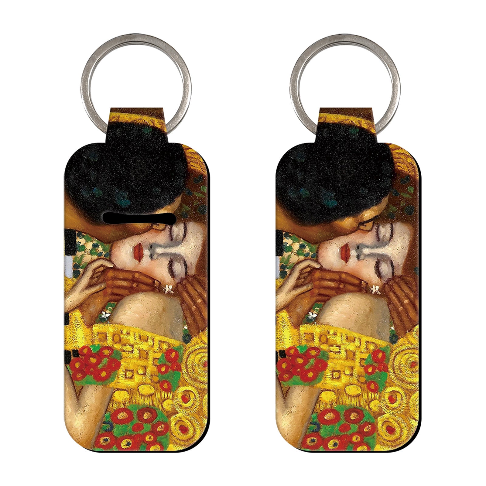 Wholesale 6pcs  lipstick cover oil painting kiss keychain