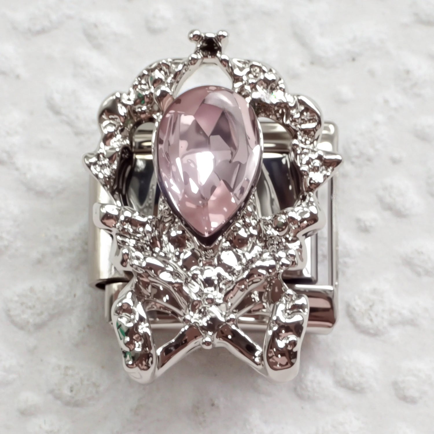 Wholesale Stainless Steel Pink Zirconia Italian Charm Bracelet Heart Shape DIY Accessory for Everyday Wear Gift