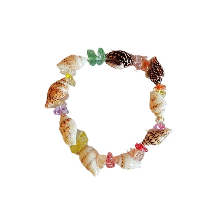 Wholesale Natural Gravel Amethyst Pink Quartz Strawberry Crystal Conch Shell Bracelet ACC-BT-Youl005