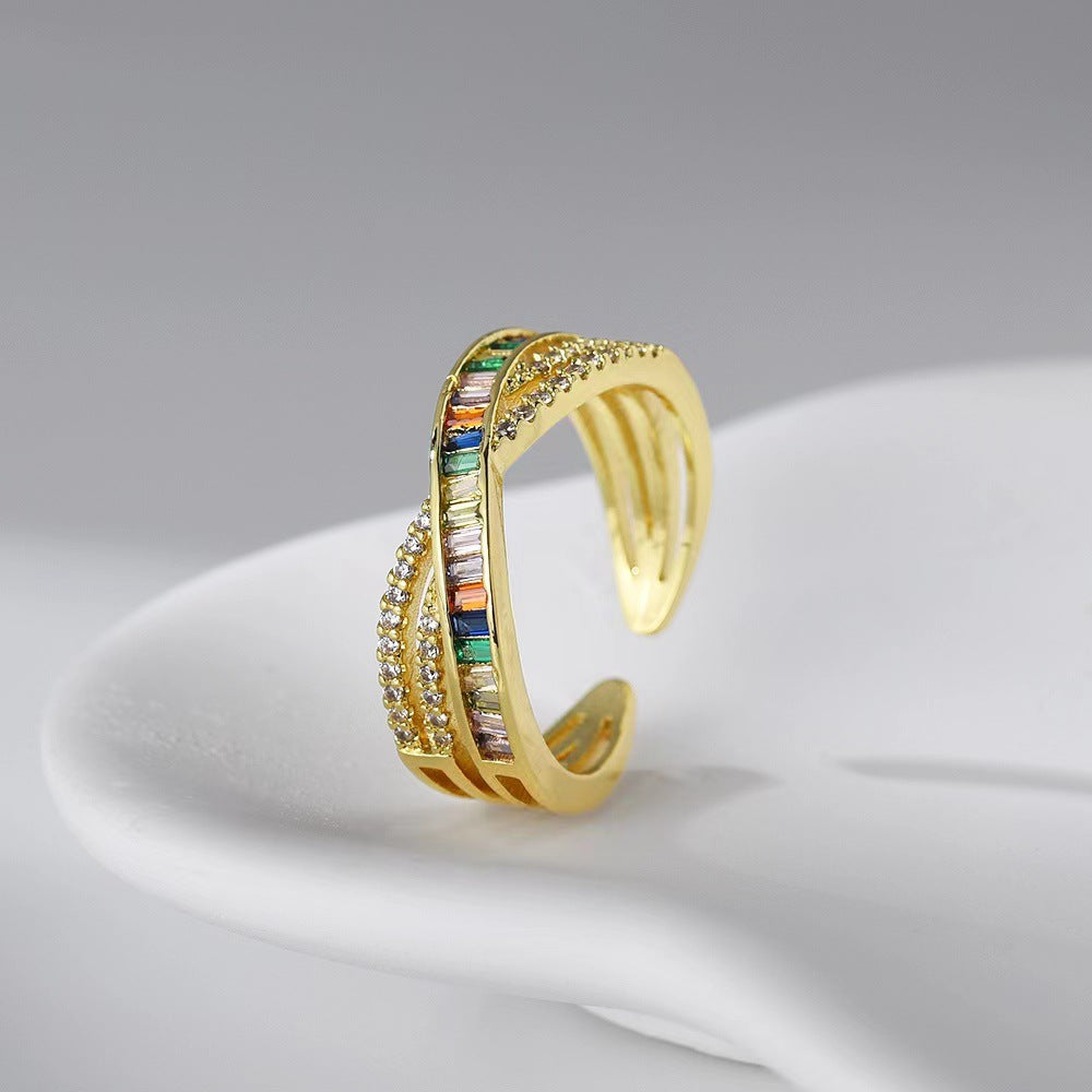 Wholesale Seven Colors Rainbow Zircon Rings ACC-RS-YXY022