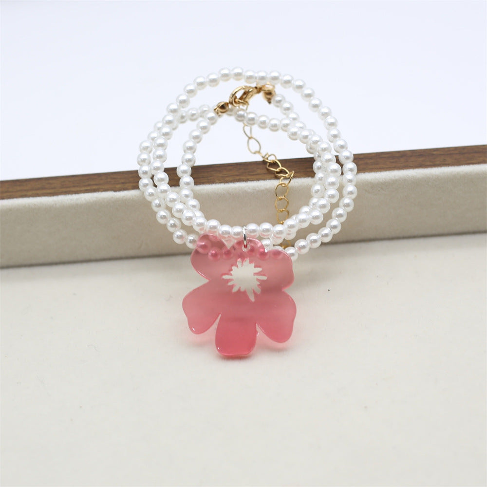 Wholesale Pearl Necklace Transparent Small Flower Series Pendant Necklace